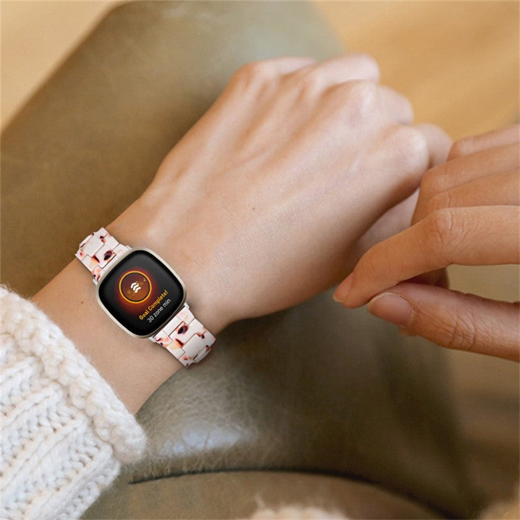 Resin Band for Fitbit Versa 4 / Sense 2 , 20mm Lightweight Watch Strap Bracelet with Stainless Steel Buckle - Nougat