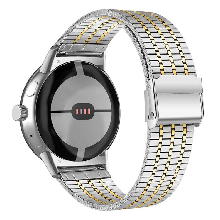 Metal Watch Strap for Google Pixel Watch 2 / Pixel Watch Dual Buckle Design Watch Band - Silver / Rose Gold