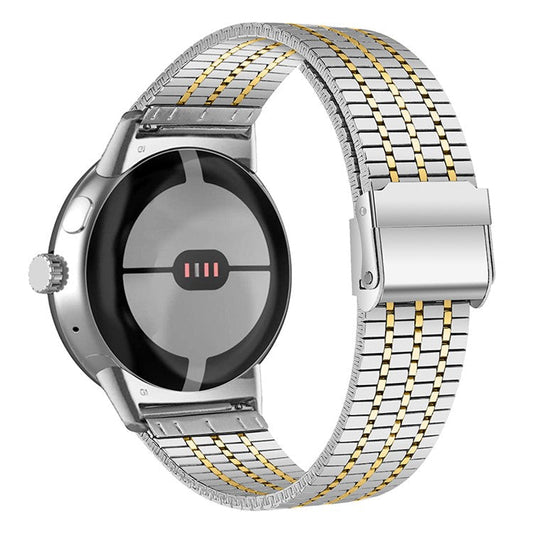 Metal Watch Strap for Google Pixel Watch 2 / Pixel Watch Dual Buckle Design Watch Band - Silver / Rose Gold