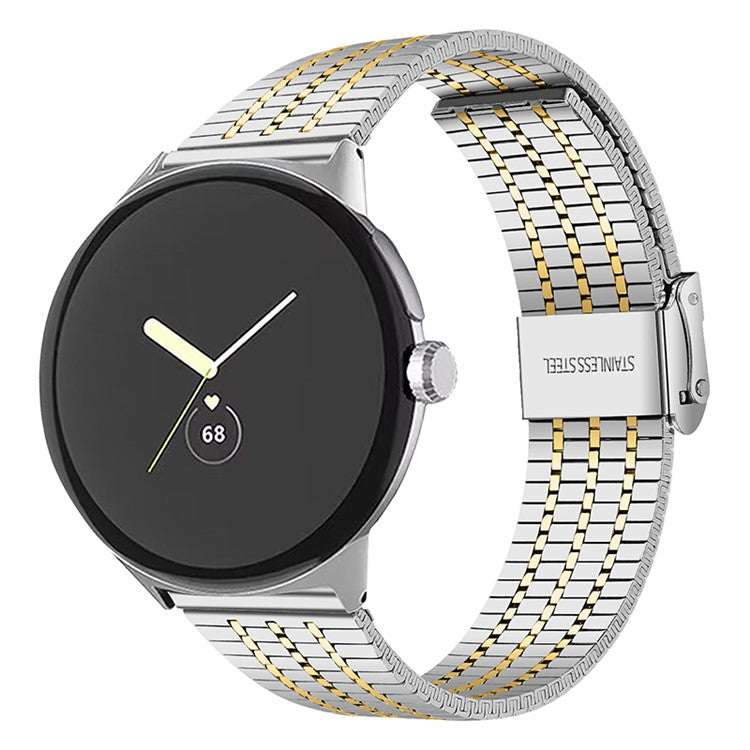 Metal Watch Strap for Google Pixel Watch 2 / Pixel Watch Dual Buckle Design Watch Band - Silver / Rose Gold