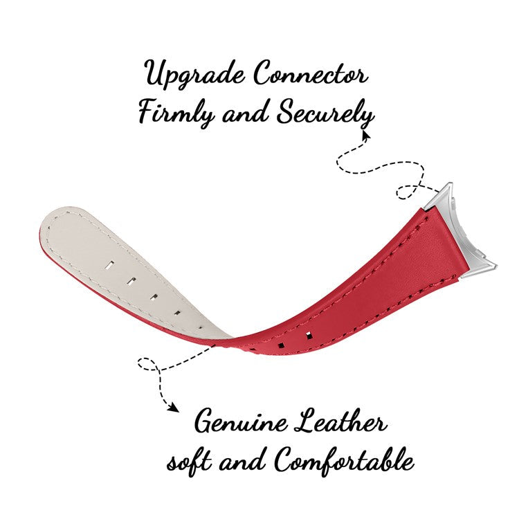 For Google Pixel Watch 2 / Pixel Watch Genuine Cowhide Leather Watch Band Replacement Smart Bracelet Strap - Red