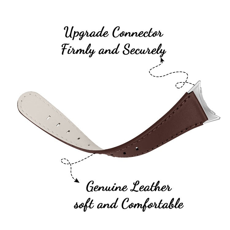 For Google Pixel Watch 2 / Pixel Watch Genuine Cowhide Leather Watch Band Replacement Smart Bracelet Strap - Chocolate