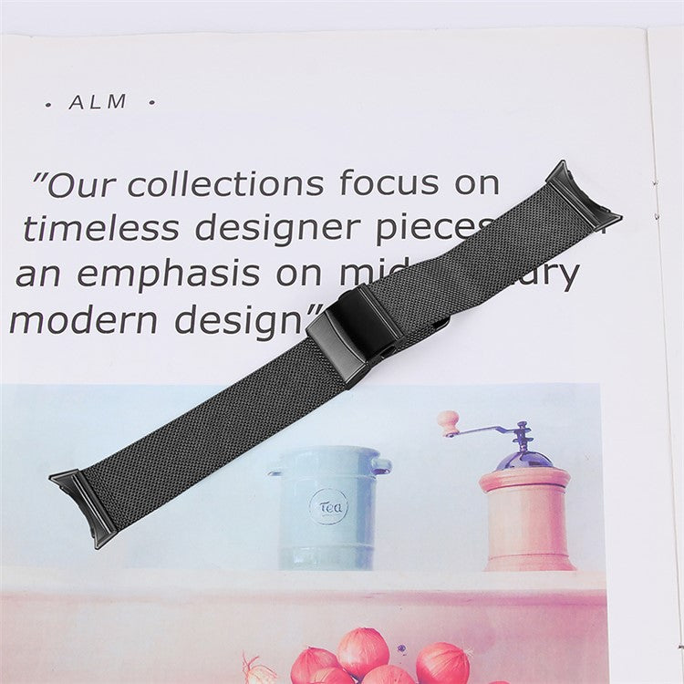For Google Pixel Watch 2 / Pixel Watch Stainless Steel Milanese Strap Replacement Wrist Band with Closure Buckle - Black