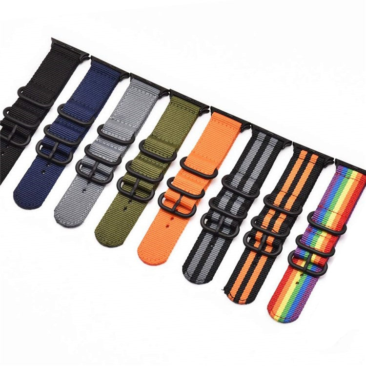 Nylon Watch Band for Apple Watch Series 10 46mm / Ultra 2 Ultra 49mm /  Series 9 8 7 45mm / 6 5 4 SE (2023) SE (2022) SE 44mm / 3 2 1 42mm Three Loops Sport Breathable Strap - Orange