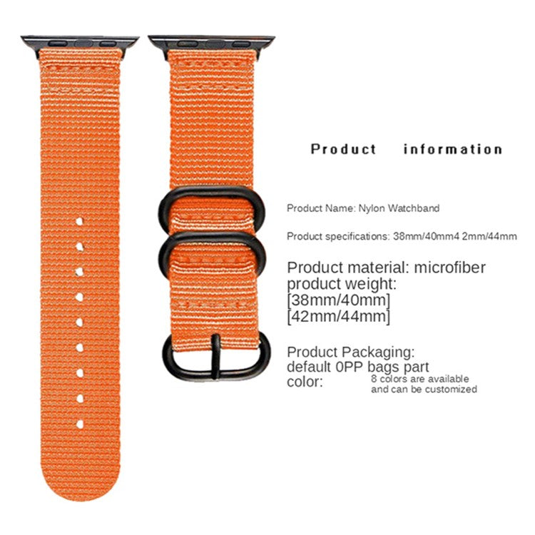 Nylon Watch Band for Apple Watch Series 10 46mm / Ultra 2 Ultra 49mm /  Series 9 8 7 45mm / 6 5 4 SE (2023) SE (2022) SE 44mm / 3 2 1 42mm Three Loops Sport Breathable Strap - Orange