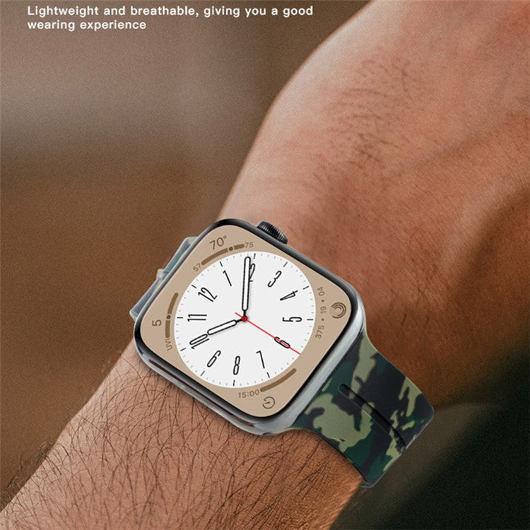 Watch Strap for Apple Watch Series 10 42mm / 9 8 7 41mm / SE (2023) SE (2022) SE 6 5 4 40mm / 3 2 1 38mm Magnetic Watch Band Camo Silicone Watch Strap - Blue