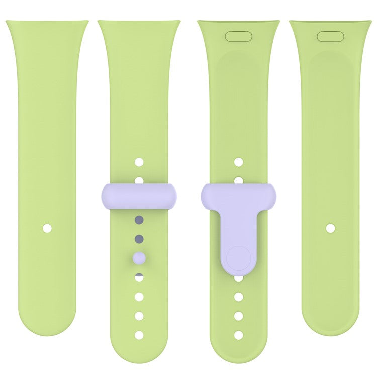 Watch Band for Xiaomi Redmi Watch 3 Soft Silicone Strap with Button Buckle - Lime / Purple