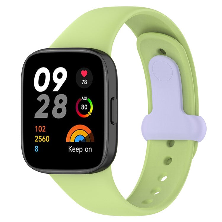 Watch Band for Xiaomi Redmi Watch 3 Soft Silicone Strap with Button Buckle - Lime / Purple