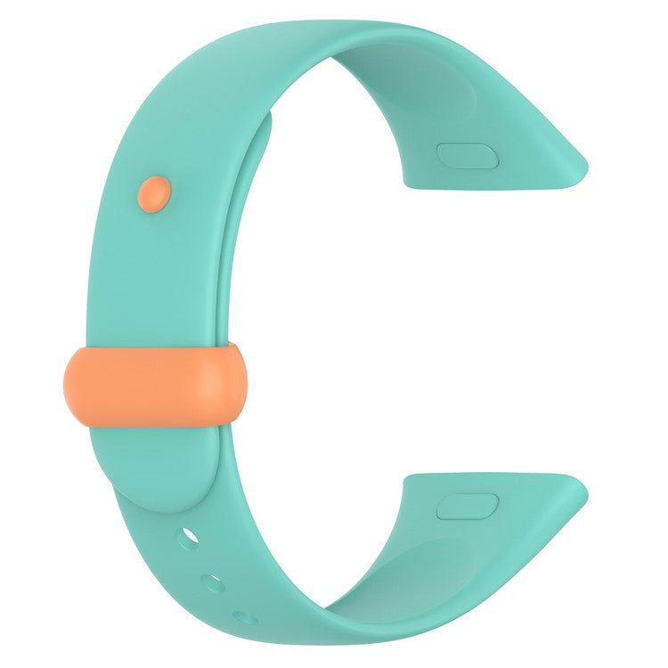 Watch Band for Xiaomi Redmi Watch 3 Soft Silicone Strap with Button Buckle - Cyan / Orange