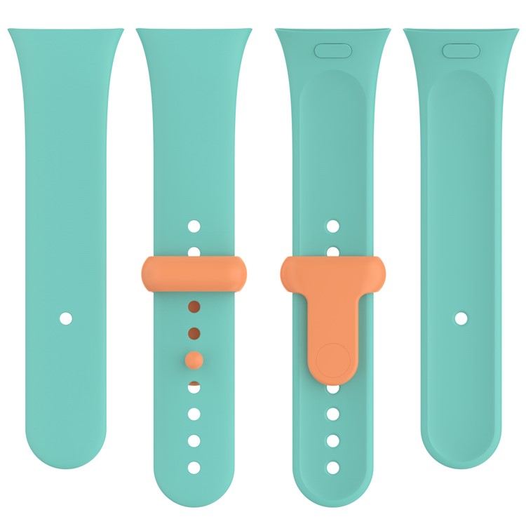 Watch Band for Xiaomi Redmi Watch 3 Soft Silicone Strap with Button Buckle - Cyan / Orange