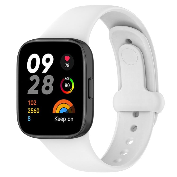 Watch Band for Xiaomi Redmi Watch 3 Soft Silicone Strap with Button Buckle - White