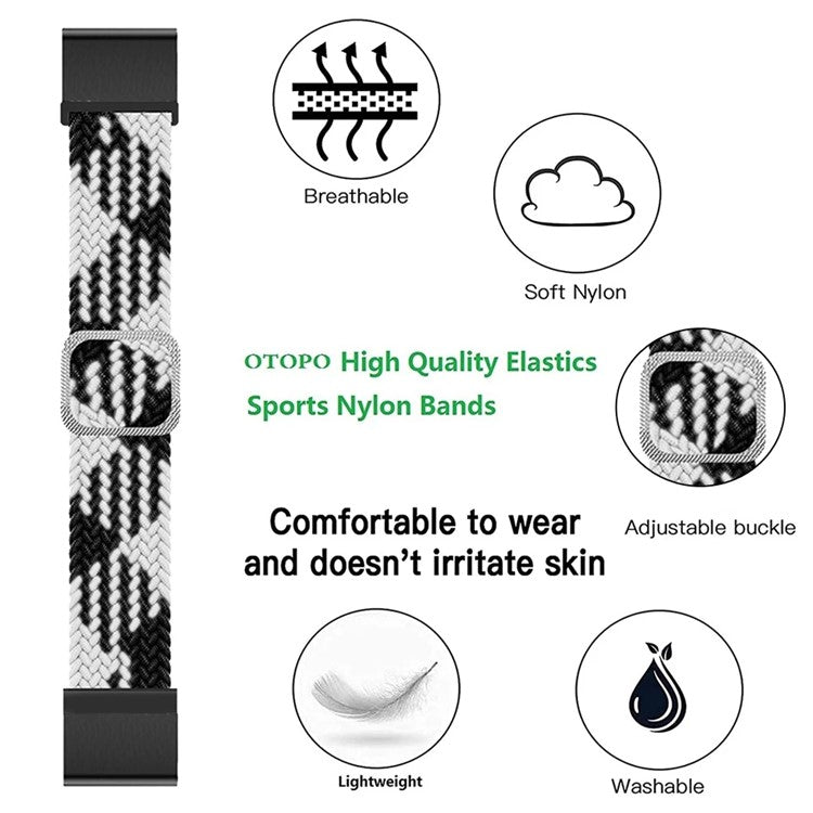 For Garmin Fenix 7 / Epix / Instinct 2 / Approach S62 / Fenix 5 Nylon Strap 22mm Smart Watch Band with Buckle - Rainbow