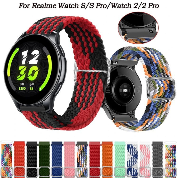 For Samsung Galaxy Watch3 45mm / Huami Amazfit Pace / Stratos Watch Strap 22mm Nylon Watch Band with Buckle - Red / White