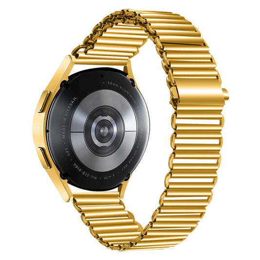 For Samsung Galaxy Watch4 Active 40mm / 44mm  /  Watch4 Classic 42mm / 46mm Stainless Steel Wrist Band 20mm Adjustable Hollow Watch Strap - Gold