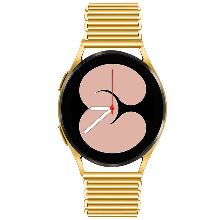 For Samsung Galaxy Watch4 Active 40mm / 44mm  /  Watch4 Classic 42mm / 46mm Stainless Steel Wrist Band 20mm Adjustable Hollow Watch Strap - Gold