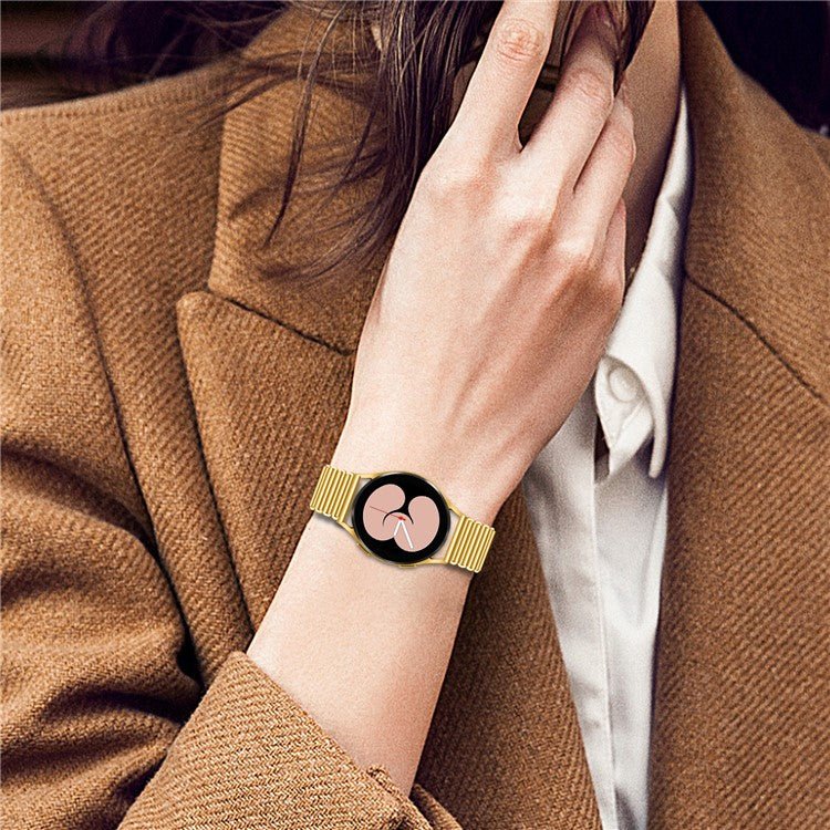 For Samsung Galaxy Watch4 Active 40mm / 44mm  /  Watch4 Classic 42mm / 46mm Stainless Steel Wrist Band 20mm Adjustable Hollow Watch Strap - Gold