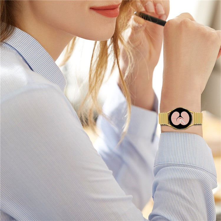 For Samsung Galaxy Watch4 Active 40mm / 44mm  /  Watch4 Classic 42mm / 46mm Stainless Steel Wrist Band 20mm Adjustable Hollow Watch Strap - Gold