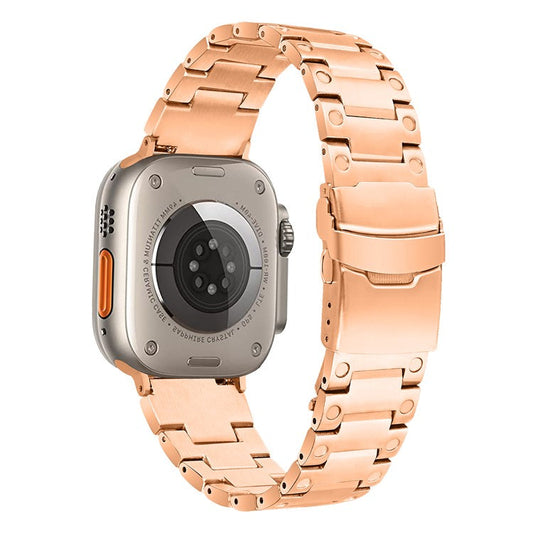 For Apple Watch Series 10 46mm / Ultra 2 Ultra 49mm /  Series 9 8 7 45mm / 6 5 4 SE (2023) SE (2022) SE 44mm / 3 2 1 42mm Smart Watch Band Stainless Steel Strap - Rose Gold