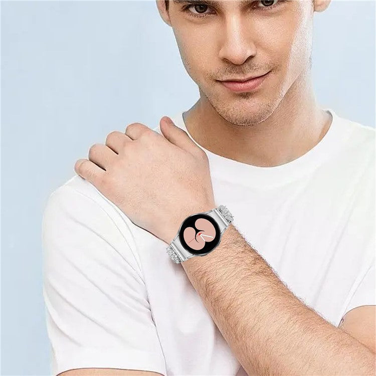 For Samsung Galaxy Watch6 40mm 44mm / Watch6 Classic 43mm 47mm / Watch 5 40mm 44mm / 5 Pro 45mm Watch Band with Connector - Silver