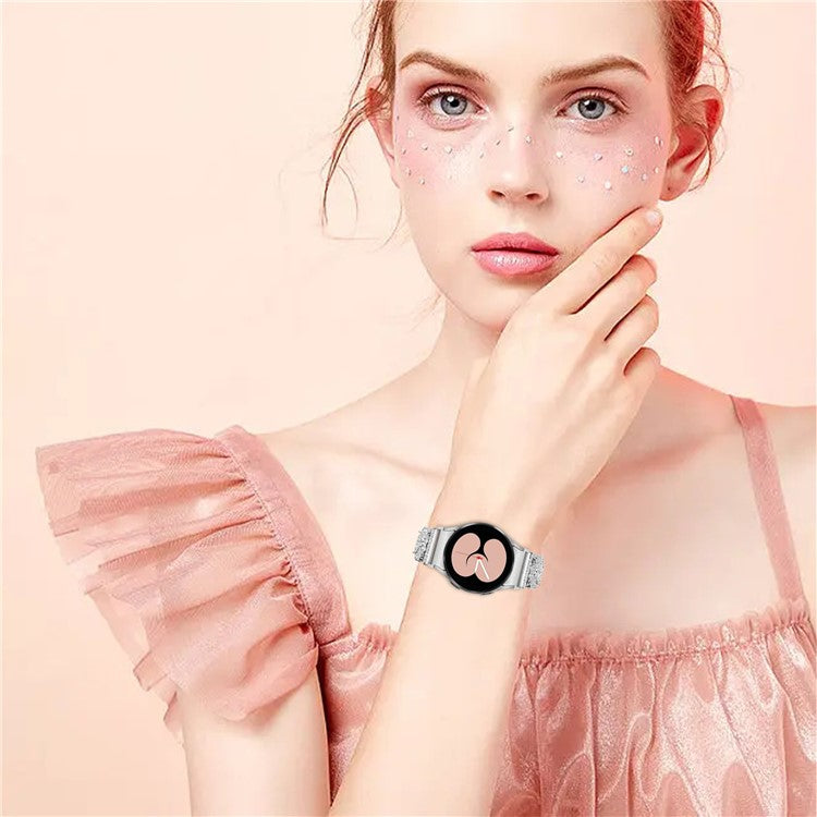 For Samsung Galaxy Watch6 40mm 44mm / Watch6 Classic 43mm 47mm / Watch 5 40mm 44mm / 5 Pro 45mm Watch Band with Connector - Silver