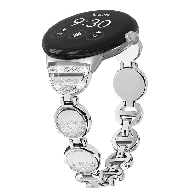 Quicksand Watch Band for Google Pixel Watch 2 / Pixel Watch Rhinestone Decorated Watch Strap - Silver