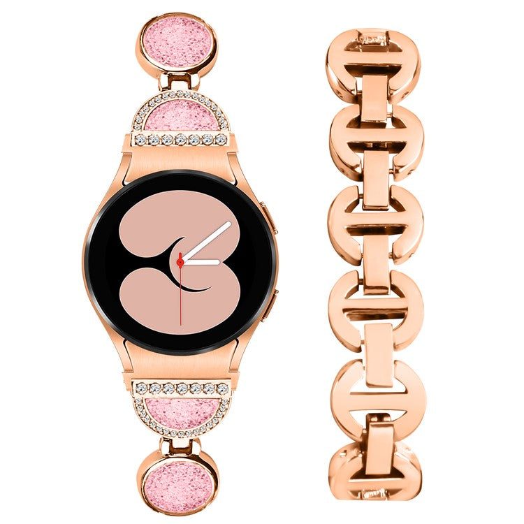 For Samsung Galaxy Watch4 Active 40mm / 44mm / Watch4 Classic 42mm / 46mm Strap Quicksand Rhinestone Watch Band - Rose Gold
