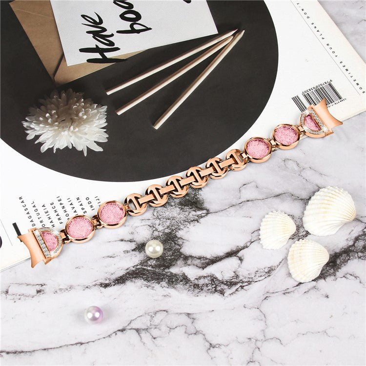 For Samsung Galaxy Watch4 Active 40mm / 44mm / Watch4 Classic 42mm / 46mm Strap Quicksand Rhinestone Watch Band - Rose Gold