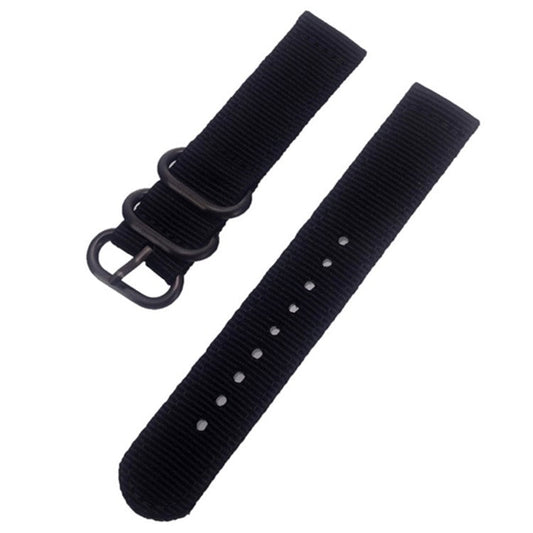 20mm Universal Smart Watch Replacement Nylon Band 3 Buckles Adjustable Wrist Strap (Straight Pin) - Black