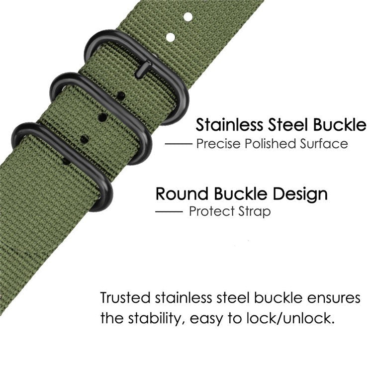20mm Universal Smart Watch Replacement Nylon Band 3 Buckles Adjustable Wrist Strap (Straight Pin) - Black