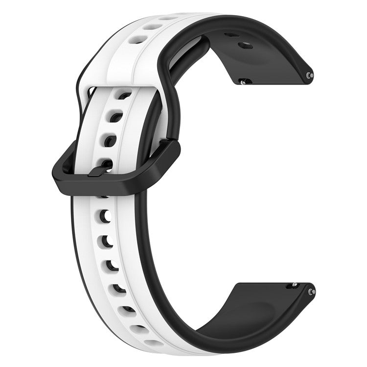 For Samsung Galaxy Watch3 41mm 45mm / Huawei Watch 3 Soft Silicone Watch Band 22mm Dual Color Watch Strap Replacement - White / Black