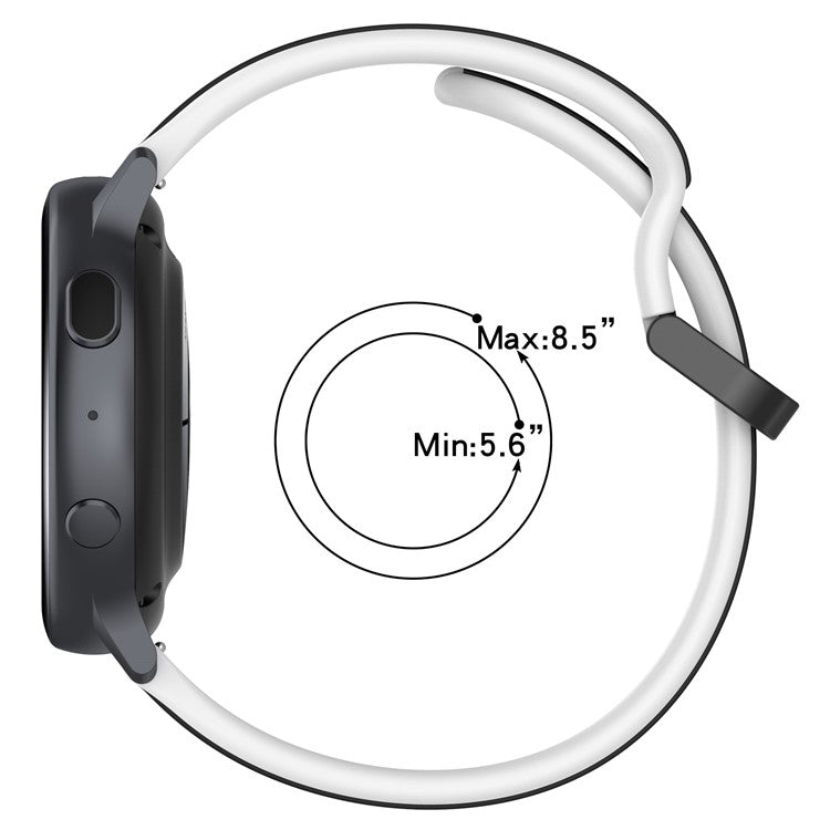 For Samsung Galaxy Watch3 41mm 45mm / Huawei Watch 3 Soft Silicone Watch Band 22mm Dual Color Watch Strap Replacement - White / Black