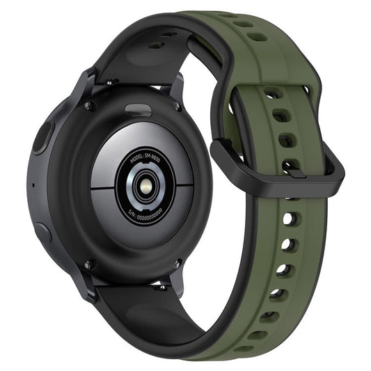 For Samsung Galaxy Watch3 41mm 45mm / Huawei Watch 3 Soft Silicone Watch Band 22mm Dual Color Watch Strap Replacement - Dark Green / Black