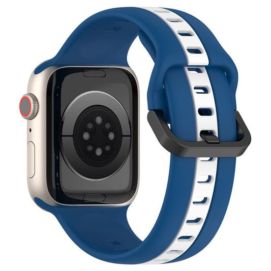 For Apple Watch Series 10 46mm / Ultra 2 Ultra 49mm /  Series 9 8 7 45mm / 6 5 4 SE (2023) SE (2022) SE 44mm / 3 2 1 42mm Silicone Strap Dual Color Watchband - Sky Blue / White