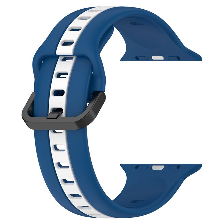 For Apple Watch Series 10 46mm / Ultra 2 Ultra 49mm /  Series 9 8 7 45mm / 6 5 4 SE (2023) SE (2022) SE 44mm / 3 2 1 42mm Silicone Strap Dual Color Watchband - Sky Blue / White