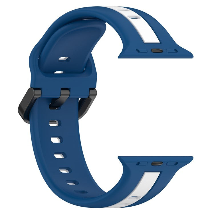 For Apple Watch Series 10 46mm / Ultra 2 Ultra 49mm /  Series 9 8 7 45mm / 6 5 4 SE (2023) SE (2022) SE 44mm / 3 2 1 42mm Silicone Strap Dual Color Watchband - Sky Blue / White