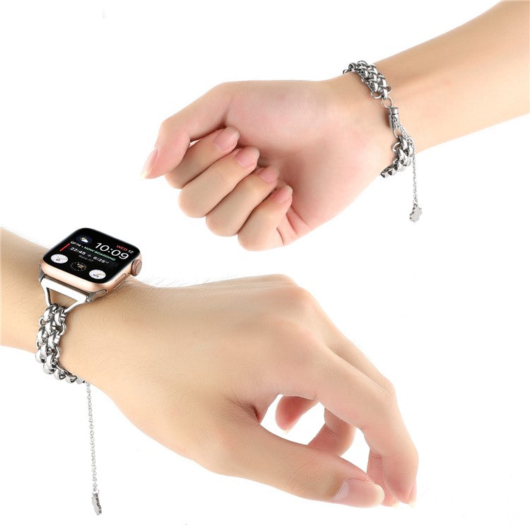 For Apple Watch Series 10 46mm / Ultra 2 Ultra 49mm /  Series 9 8 7 45mm / 6 5 4 SE (2023) SE (2022) SE 44mm / 3 2 1 42mm Bracelet Metal Watch Strap - Silver