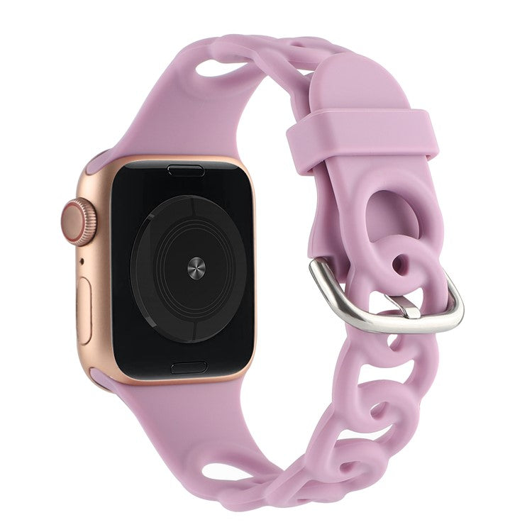 Watch Strap for Apple Watch Series 10 42mm / 9 8 7 41mm / SE (2023) SE (2022) SE 6 5 4 40mm / 3 2 1 38mm Donut Hollow Silicone Watch Band - Purple