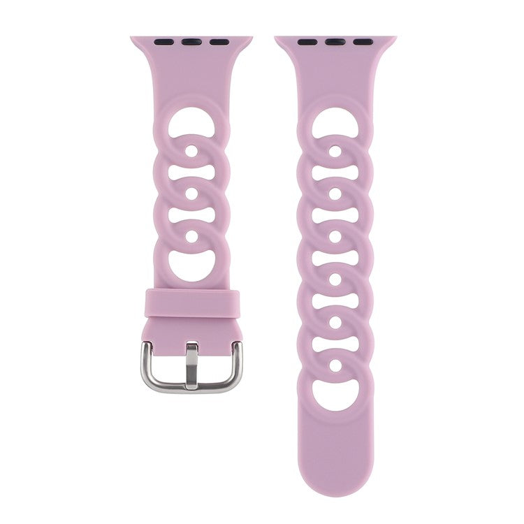 Watch Strap for Apple Watch Series 10 42mm / 9 8 7 41mm / SE (2023) SE (2022) SE 6 5 4 40mm / 3 2 1 38mm Donut Hollow Silicone Watch Band - Purple