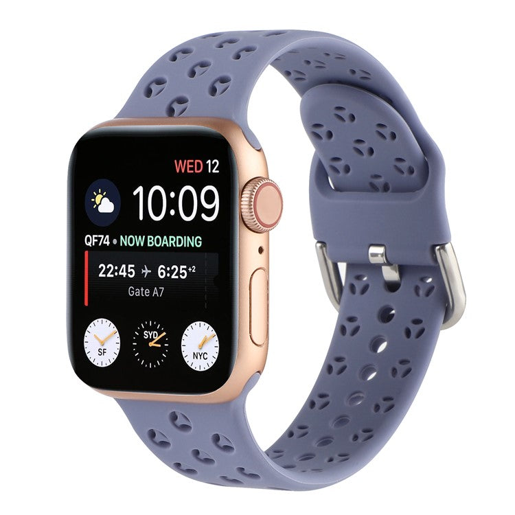 Silicone Watch Band for Apple Watch Series 10 46mm / Ultra 2 Ultra 49mm /  Series 9 8 7 45mm / 6 5 4 SE (2023) SE (2022) SE 44mm / 3 2 1 42mm , Hollow Replacement Strap - Purple