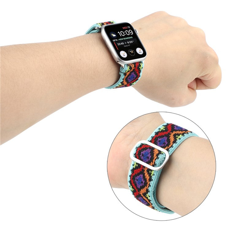 For Apple Watch Series 10 46mm / Ultra 2 Ultra 49mm /  Series 9 8 7 45mm / 6 5 4 SE (2023) SE (2022) SE 44mm / 3 2 1 42mm Watch Strap Elastic Nylon Band - Style C