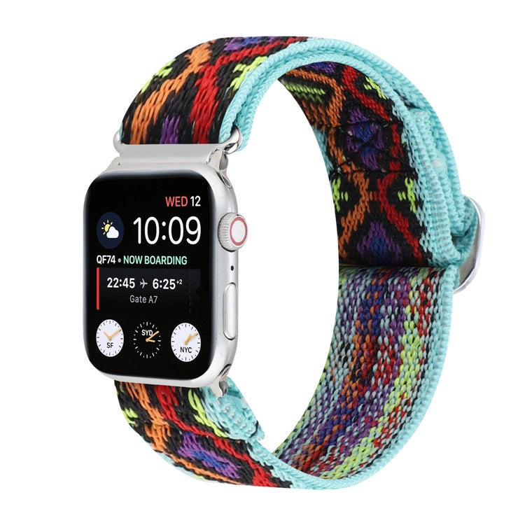 For Apple Watch Series 10 46mm / Ultra 2 Ultra 49mm /  Series 9 8 7 45mm / 6 5 4 SE (2023) SE (2022) SE 44mm / 3 2 1 42mm Watch Strap Elastic Nylon Band - Style C