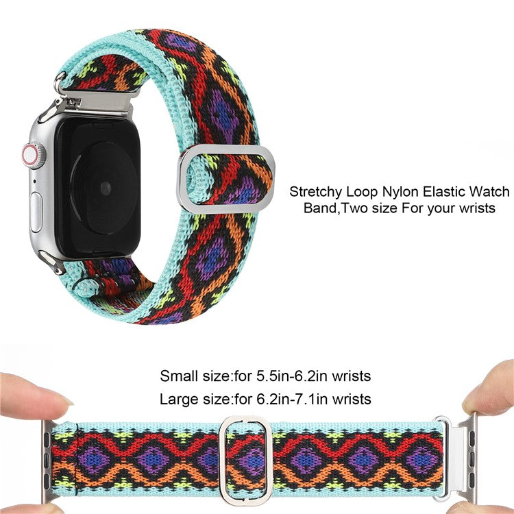 For Apple Watch Series 10 46mm / Ultra 2 Ultra 49mm /  Series 9 8 7 45mm / 6 5 4 SE (2023) SE (2022) SE 44mm / 3 2 1 42mm Watch Strap Elastic Nylon Band - Style C