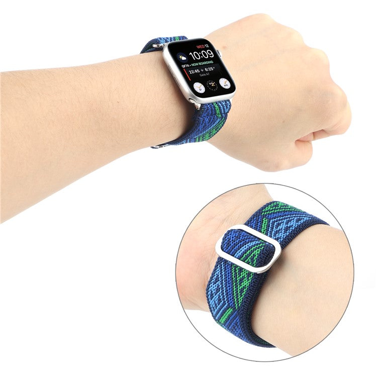 For Apple Watch Series 10 46mm / Ultra 2 Ultra 49mm /  Series 9 8 7 45mm / 6 5 4 SE (2023) SE (2022) SE 44mm / 3 2 1 42mm Watch Strap Elastic Nylon Band - Style S