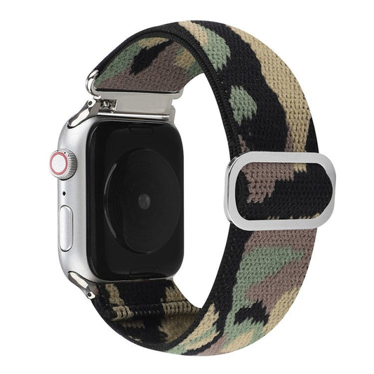 Watch Strap for Apple Watch Series 10 42mm / 9 8 7 41mm / SE (2023) SE (2022) SE 6 5 4 40mm / 3 2 1 38mm Elastic Nylon Braided Watch Band - Style I