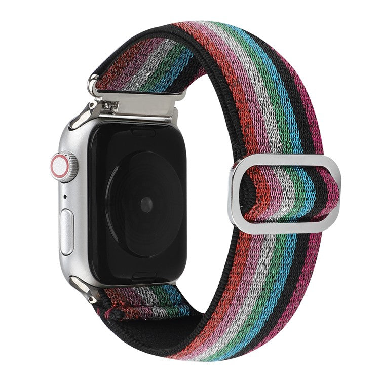 Watch Strap for Apple Watch Series 10 42mm / 9 8 7 41mm / SE (2023) SE (2022) SE 6 5 4 40mm / 3 2 1 38mm Elastic Nylon Braided Watch Band - Style L