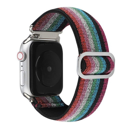 Watch Strap for Apple Watch Series 10 42mm / 9 8 7 41mm / SE (2023) SE (2022) SE 6 5 4 40mm / 3 2 1 38mm Elastic Nylon Braided Watch Band - Style L