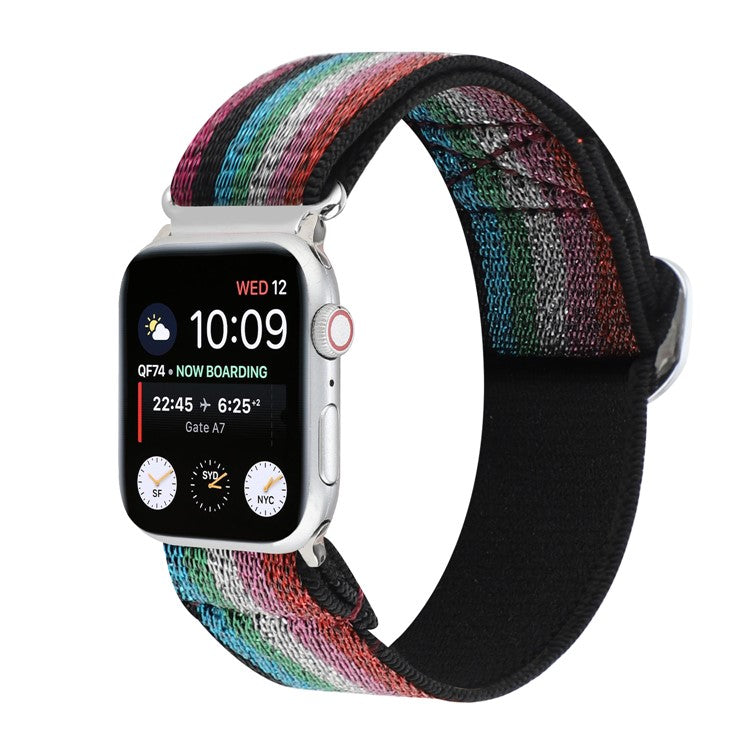 Watch Strap for Apple Watch Series 10 42mm / 9 8 7 41mm / SE (2023) SE (2022) SE 6 5 4 40mm / 3 2 1 38mm Elastic Nylon Braided Watch Band - Style L