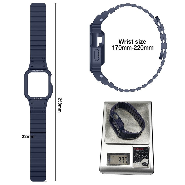 Magnetic Watch Band For Apple Watch Series 8 / 7 45mm / Series 6 / 5 / 4 / SE / SE (2022) 44mm , Silicone Sports Strap with Case - Black