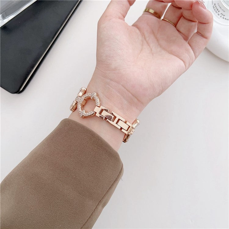 Watch Strap for Apple Watch Series 10 42mm / 9 8 7 41mm / SE (2023) SE (2022) SE 6 5 4 40mm / 3 2 1 38mm O-Shape Rhinestone Metal Watch Strap - Silver