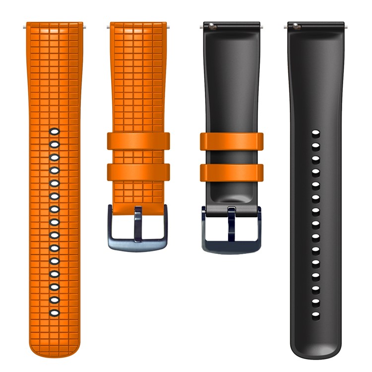 For Huami Amazfit GTS4 Mini / GTS3 / GTS2 2E Watch Strap 20mm Grids Texture Silicone Watch Band - Orange / Black